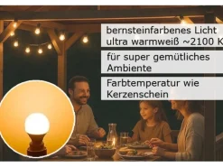 Satisfire Illu- Partylichterkette 20m Weiß Für Außen Garten 30 Ultra-Warmweiße LED Kugeln