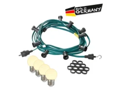 Satisfire Illu- Partylichterkette 10m Grün Biergarten 30 Warmweiße E27 LED Kugellampen