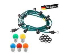 Satisfire Illu- Partylichterkette 40m Grün Für Außen Biergarten 40 Bunte LED Kugellampen