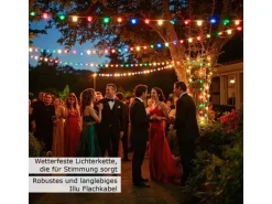 Satisfire Illu- Partylichterkette 40m Grün Für Außen Biergarten 40 Bunte LED Kugellampen