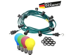 Satisfire Illu- Partylichterkette 40m Grün Außen Biergarten 60 Bunte LED Tropfenlampen