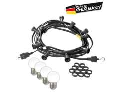 Satisfire Illu- Partylichterkette 40m Schwarz Biergarten 40xE27 LED Kugellampen Kaltweiß