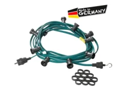 Satisfire Illu- Partylichterkette 10m Grün Biergarten 20 Warmweiße E27 LED Kugellampen