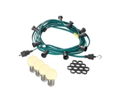 Satisfire Illu- Partylichterkette 10m Grün Biergarten 10x E27 LED Kugellampen Warmweiß