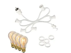 Satisfire Illu- Partylichterkette 10m Weiß Außen Terrasse Garten 20 Dimmbare Filament LED