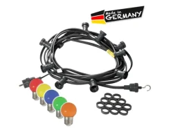 Satisfire Illu- Partylichterkette 10m Schwarz Außen Biergarten 20 Bunte LED Kugellampen