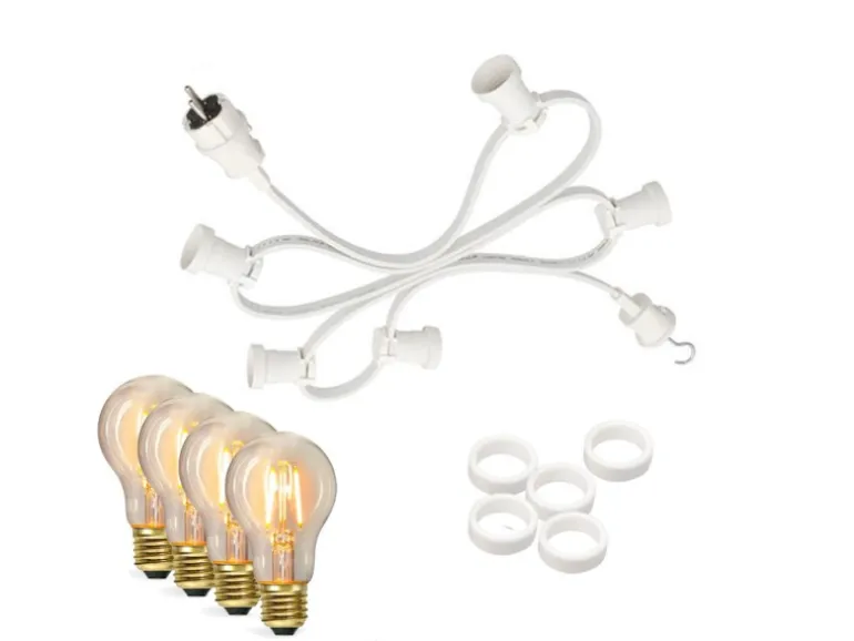 Satisfire Illu- Partylichterkette 5m Weiß Außen Terrasse Garten 5 Dimmbare Filament LED