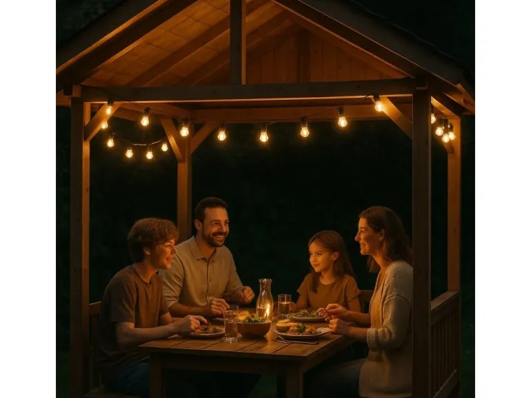 Satisfire Illu- Partylichterkette 5m Biergarten Terrasse Außen 5x LED Filament Glühbirne