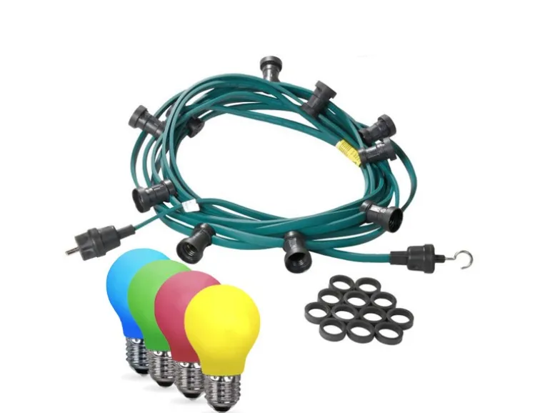 Satisfire Illu- Partylichterkette 40m Grün Außen Biergarten 40 Bunte LED Tropfenlampen