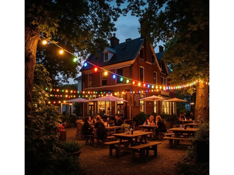 Satisfire Illu- Partylichterkette 40m Grün Außen Biergarten 40 Bunte LED Tropfenlampen