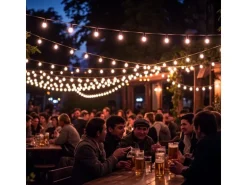 Satisfire Illu- Partylichterkette Grün 30m Gartenlichterkette 30 Kaltweiße LED Biergarten