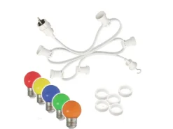 Satisfire Illu Partylichterkette 5m Weiß Für Außen Biergarten 10 Bunte LED Kugellampen