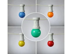 Satisfire Illu Partylichterkette 5m Weiß Für Außen Biergarten 10 Bunte LED Kugellampen