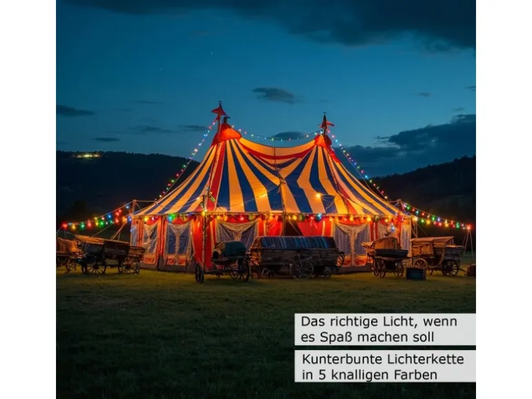 Satisfire Illu Partylichterkette 5m Weiß Für Außen Biergarten 10 Bunte LED Kugellampen