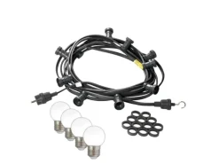 Satisfire Illu- Partylichterkette 20m Schwarz Biergarten 30xE27 LED Kugellampen Kaltweiß