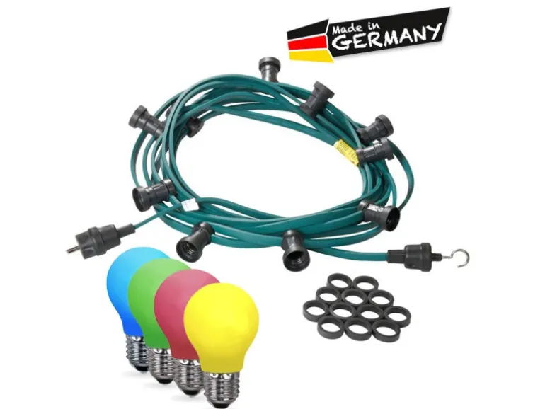 Satisfire Illu- Partylichterkette 20m Grün Außen Biergarten 20 Bunte LED Tropfenlampen