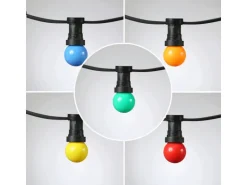 Satisfire Illu- Partylichterkette 10m Schwarz Außen Biergarten 10 Bunte LED Kugellampen