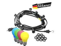Satisfire Illu- Partylichterkette 30m Schwarz Außen Biergarten 50 Bunte LED Tropfenlampen
