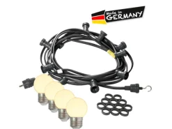 Satisfire Illu- Partylichterkette 5m Außen Biergarten 10 Warmweiße E27 LED Kugellampen