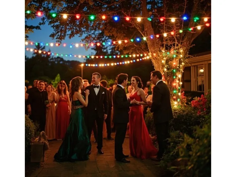 Satisfire Illu- Partylichterkette 10m Grün Für Außen Biergarten 20 Bunte LED Kugellampen