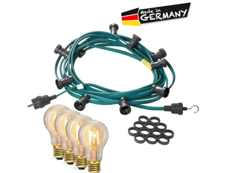 Satisfire Illu- Partylichterkette 10m Biergarten Terrasse Außen 30x LED Filament Glühbirne