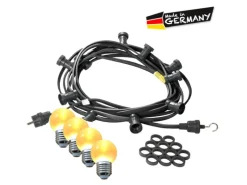Satisfire Illu- Partylichterkette 40m Schwarz Terrasse Garten 40 Ultra-Warmweiße LED Kugeln