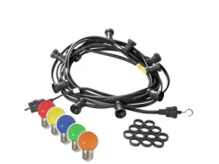 Satisfire Illu- Partylichterkette 20m Schwarz Außen Biergarten 30 Bunte LED Kugellampen