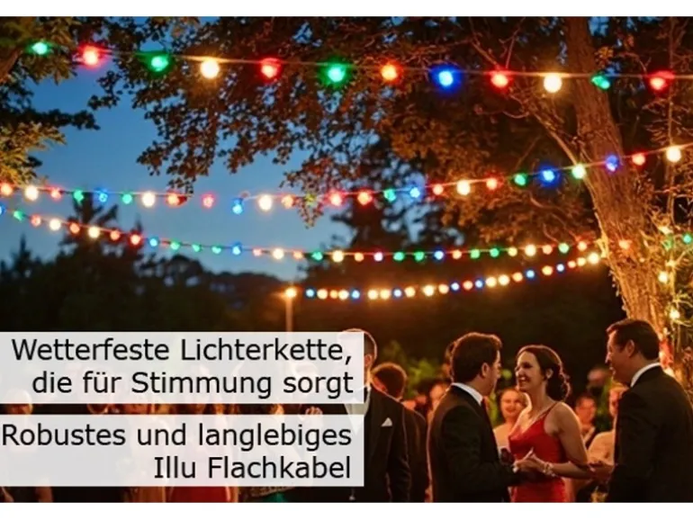 Satisfire Illu- Partylichterkette 20m Schwarz Außen Biergarten 30 Bunte LED Kugellampen