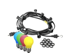 Satisfire Illu- Partylichterkette 5m Schwarz Außen Biergarten 10 Bunte LED Tropfenlampen