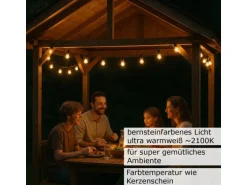 Satisfire Illu- Partylichterkette 20m Weiß Für Außen Garten 20 Ultra-Warmweiße LED Kugeln