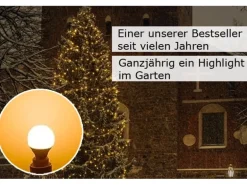 Satisfire Illu- Partylichterkette 20m Weiß Für Außen Garten 20 Ultra-Warmweiße LED Kugeln