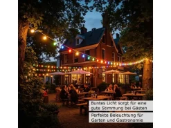 Satisfire Illu- Partylichterkette 20m Schwarz Außen Biergarten 40 Bunte LED Kugellampen