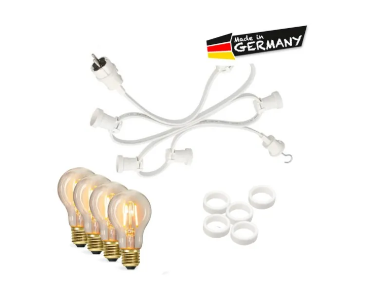 Satisfire Illu Partylichterkette 40m Weiß Außen Terrasse Biergarten 40 LED Filamentlampen