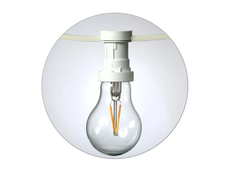 Satisfire Illu Partylichterkette 40m Weiß Außen Terrasse Biergarten 40 LED Filamentlampen