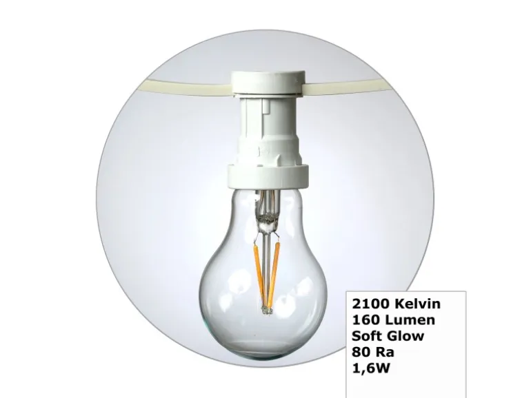 Satisfire Illu Partylichterkette 40m Weiß Außen Terrasse Biergarten 40 LED Filamentlampen