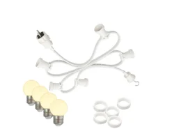 Satisfire Illu Partylichterkette 10m Weiß Außen Biergarten 10xE27 LED Kugellampen Warmweiß