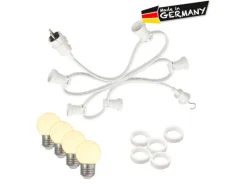 Satisfire Illu Partylichterkette 10m Weiß Außen Biergarten 10xE27 LED Kugellampen Warmweiß