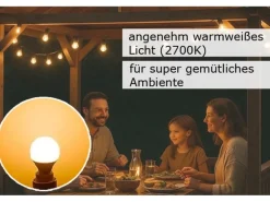 Satisfire Illu Partylichterkette 10m Weiß Außen Biergarten 10xE27 LED Kugellampen Warmweiß