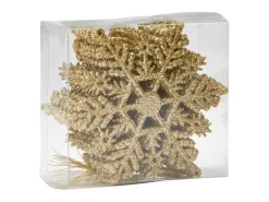 Schneeflocken-Baumhänger Kunststoff 12er-Set Gold