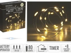 Silberdraht-Lichterkette 80 LEDs Warmweiß