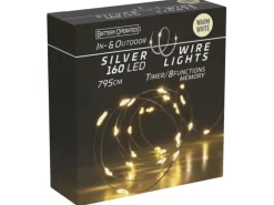 Silberdraht-Lichterkette 160 LEDs Warmweiß