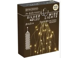 Silberdraht-Lichterkette Kaskade 40 LEDs Warmweiß
