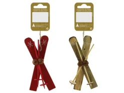 Ski Holz Natur/Rot 2 Farben 14,5 cm