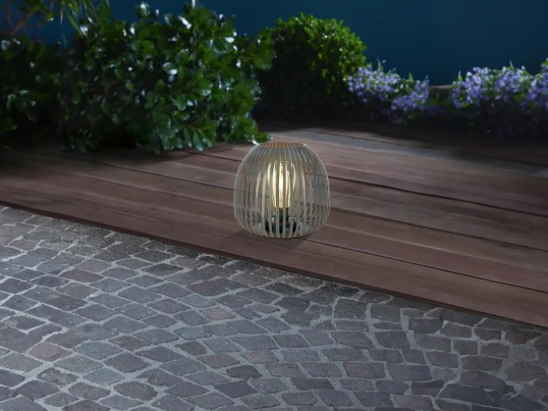 Solar-LED-Dekoleuchte Mereta Ø 20 cm x 18,5 cm Grau