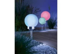 Solarleuchte Bojano mit Erdspieß LED Ø 15 cm RGB Weiß