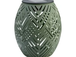 Solar-Tischleuchte Blatt-Muster LED Khaki Ø 12,5 cm x 15 cm