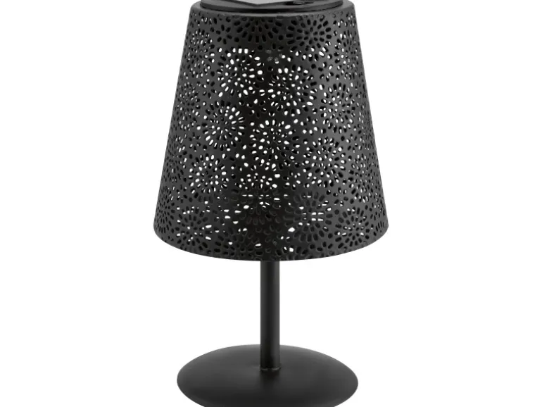 Solar-Tischleuchte Blumen-Muster LED Dunkelgrau Ø 12 cm x 20,5 cm