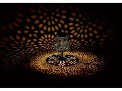 Solar-Tischleuchte Blumen-Muster LED Dunkelgrau Ø 12 cm x 20,5 cm