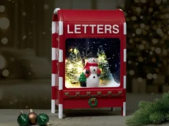 Spieluhr Briefkasten Schneemann mit LED-Beleuchtung 23 cm x 14,5 cm x 37 cm