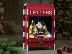 Spieluhr Briefkasten Weihnachtsmann mit LED-Beleuchtung 23 cm x 14,5 cm x 37 cm